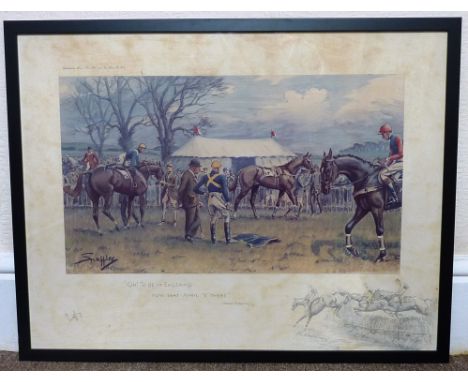 Snaffles (Charles Johnson Payne, British, 1884-1967), an ebonised framed and glazed colour Print "OH! TO BE IN ENGLAND NOW TH