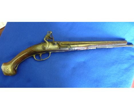 A rare late 17th/early 18th Century Austrian Flintlock Holster Pistol by Georg Keiser, Vienna, circa 1700 with tapering sight