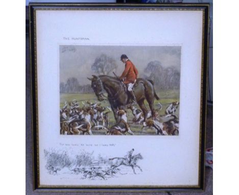 Snaffles (Charles Johnson Payne, British, 1884-1967), a Hogarth framed and glazed colour Print THE HUNTSMAN, "The 'Hoss Loves