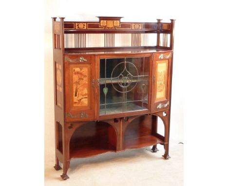 A very fine Arts and Crafts period/style mahogany Display Cabinet by Shapland and Petter of Barnstaple, North Devon, (and in 