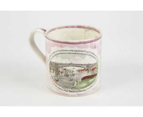 19TH CENTURY SUNDERLAND commemorative mug by Dixon & Co, Garrison Pottery, Sunderland printed and coloured on one side 'West 