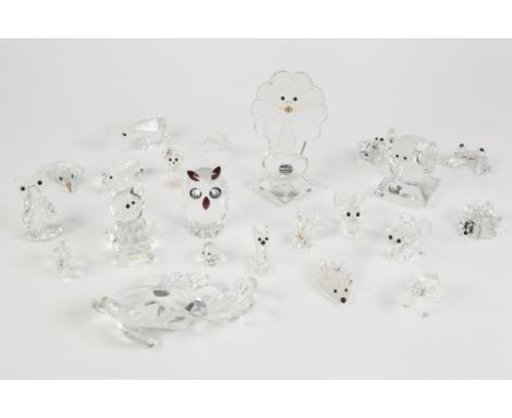 THREE BOHEMIA GLASS STYLISED MODELS OF ANIMALS lion, elephant and fish (lacking one fin), together with a COLLECTION OF SEVEN