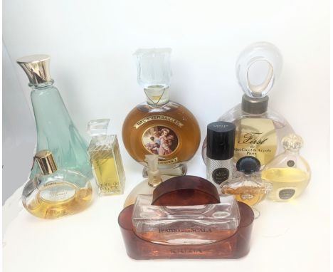 Collection of vintage perfume bottles to include; Jean Patou, Jicky Guerlain, Shalimar Geurlain, First Van Cleef and Arpels (