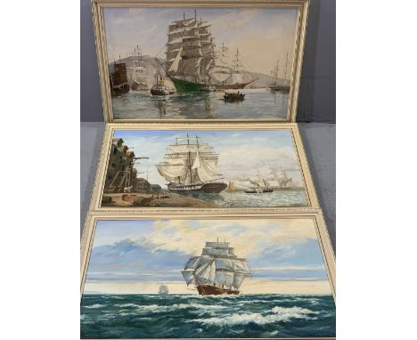 R KILNER 1972 oils on board (3) - maritime scenes, signed, 49 x 76cms