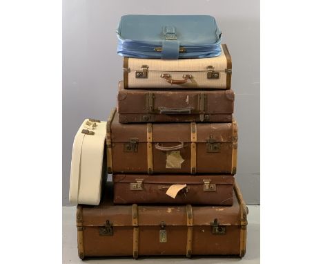 VINTAGE TRUNKS &amp; SUITCASES (7), 32cms H, 92cms W, 54cms D the largest