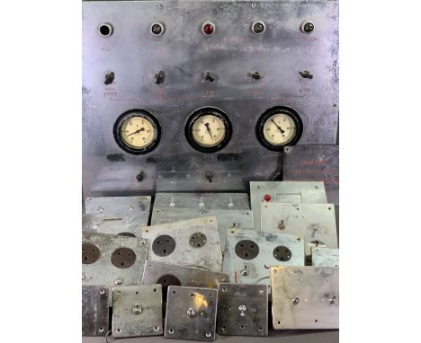 VINTAGE CHROME HONEYWELL CONTROL PANEL with Rototherm dials and a loose quantity of chrome operational switches and sockets E