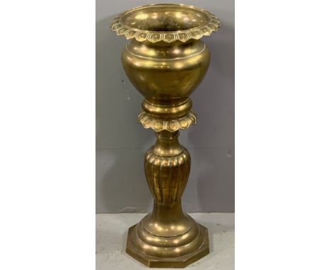 BRASS PLANTER &amp; STAND (one piece), 67 x 28cms