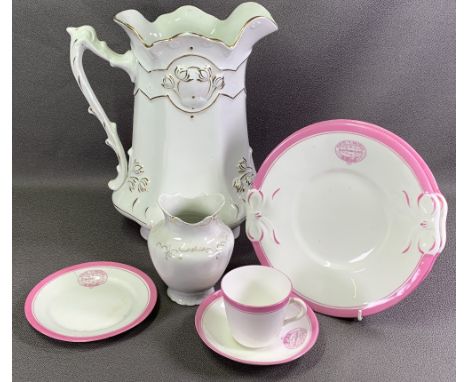 R B JONES WASH JUG, 33cms H and a vase, also 'Cwm Penmachno Byd-y-Merch' china