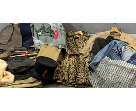 VINTAGE &amp; LATER CLOTHING &amp; MATERIALS ETC to include two chainmail effect aprons, Richard Payne fur effect lady's coat