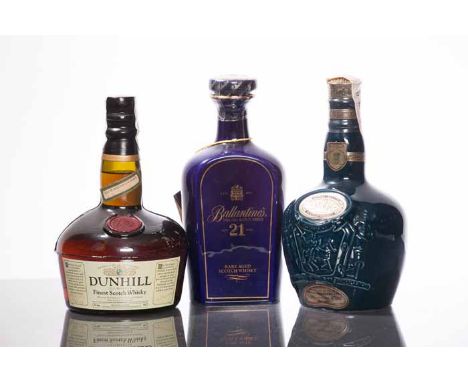 CHIVAS BROTHERS ROYAL SALUTE 21 YEARS OLD
Blended Scotch Whisky in sapphire Wade flagon.  70cl, 40% volume.
BALLANTINE'S AGED