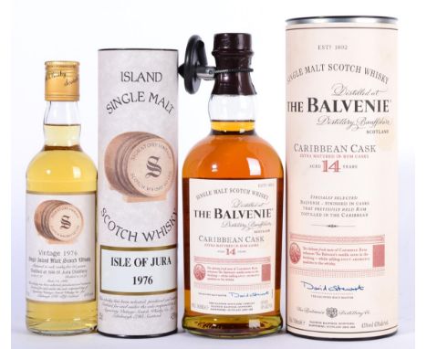 Jura 20 Year Old 1976 Signatory Vintage Bottling bottled 1996,35cl 43% and The Balvenie Caribbean Cask 14 Year Old 40% with s