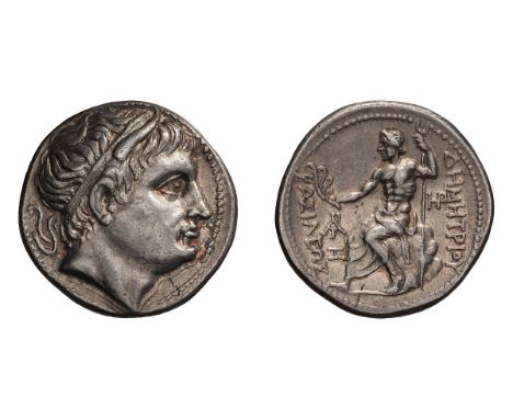  306-283 BC. Tetradrachm, 17.16gg (1h). Uncertain Macedonia, c. 290 BC. Obv: Diademed head of king right with bull's horns. R