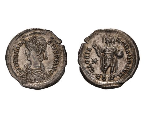  402-450 AD. Light Miliarense, 4.26gg (12h). Constantinople, 408-420 AD. Obv: D N THEODO - SIVS P F AVG Pearl-diademed, drape