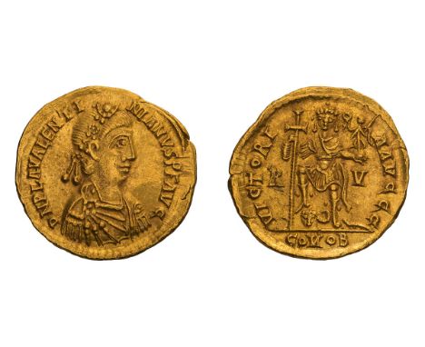  425-455 AD. Solidus, 4.48gg (12h). Ravenna, 430-445 AD. Obv: D N PLA VALENTI - NIANVS P F AVG Rosette-diademened, draped, cu