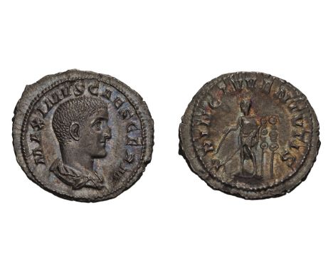  235-238 AD. Denarius, 3.18gg (5h). Rome, 236-8 AD. Obv: MAXIMVS CAES GERM Bust draped right with head bare. Rx: PRINC IVVENT