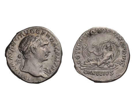  98-117 AD. Denarius, 3.30gg (8h). Rome, c. 107-108 AD. Obv: IMP TRAIANO AVG GER DAC P M TR P Bust laureate right with fold o