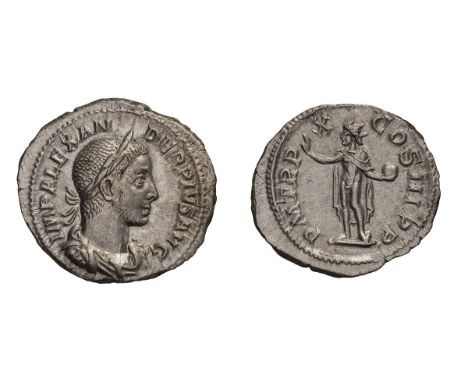  222-235 AD. Denarius, 3.05gg (7h). Rome, 231 AD. Obv: IMP ALEXAN - DER PIVS AVG Bust laureate, draped, cuirassed right, seen