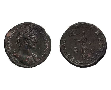  117-138 AD. Sestertius, 27.19gg (6h). Rome, c. 119-21 AD. Obv: IMP CAESAR TRAIANVS HADRIANVS AVG P M TR P COS III Bust laure
