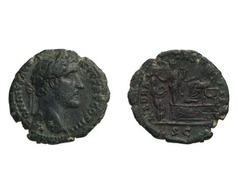  138-161 AD. As, 9.96gg (12h). Rome, 145 AD. Obv: ANTONINVS AVG P[I] - VS P P TR P COS IIII Head laureate right. Rx: LIBERA -