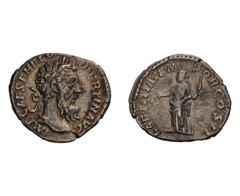  193 AD. Denarius, 2.66gg (6h). Rome. Obv: IMP CAES P HELV - PERTIN AVG Head laureate right. Rx: LAETITIA TEM - POR COS II La