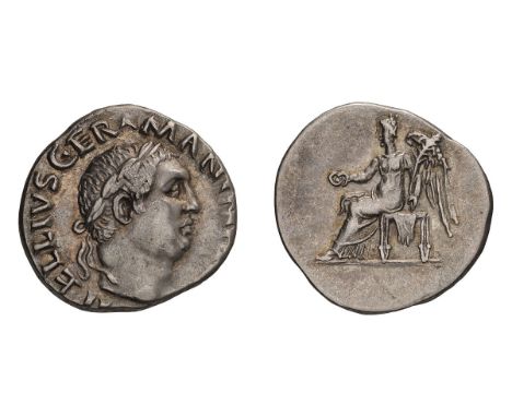  69 AD. Denarius, 3.40g (6h). Rome. Obv: [A V]ITELLIVS GER - MAN IMP [TR P] Head laureate right. Rx: No legend. Victory seate