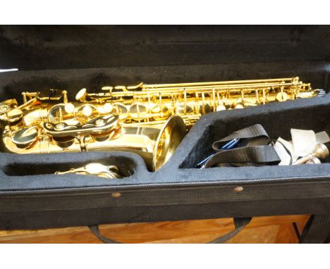 Vincent Bach international saxophone together with four cones