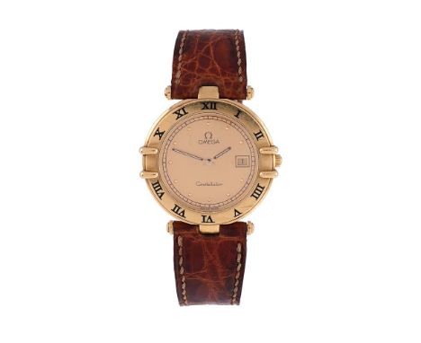 OMEGA, CONSTELLATION, REF. 196.0360 AN 18 CARAT GOLD WRISTWATCH WITH DATE, NO. 49050053, CIRCA 1987
Movement: Cal. 1379, quar