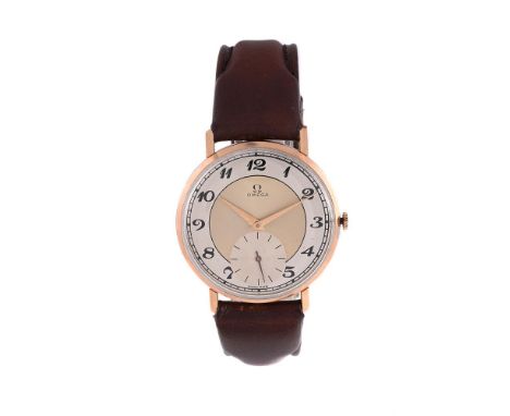 
	
		OMEGA
		A GOLD COLOURED WRISTWATCH, CIRCA 1950
		Movement: Cal. 267, manual wind, 17 jewels
		Case: Gold coloured case, 