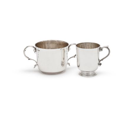 
	
		A SILVER CHRISTENING MUG AND BOWL
		HEMING &amp; CO. LTD., LONDON 1916,
		With scroll handles, each presentation engrave
