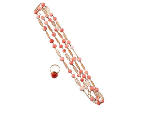 
	
		Y&nbsp;PONZALLI &amp; CHINI, AN ITALIAN CORAL BEAD NECKLACE  
		The graduated coral beads with latticed rectangular spac