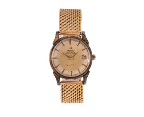 
	
		OMEGA, CONSTELLATION
		A GOLD PLATED BRACELET WATCH WITH PIE PAN DIAL AND DATE, CIRCA 1965
		Movement: Cal. 565, automat