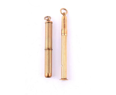 
	
		AN 18 CARAT GOLD CIGAR PIERCER
		ASPREY &amp; CO. LTD., LONDON 1948
		With engine turned decoration and a suspension loo