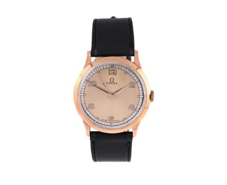 
	
		OMEGA
		A GOLD COLOURED WRISTWATCH, CIRCA 1960
		Movement: Cal. 265, manual wind, 17 jewels
		Case: Gold coloured case, 