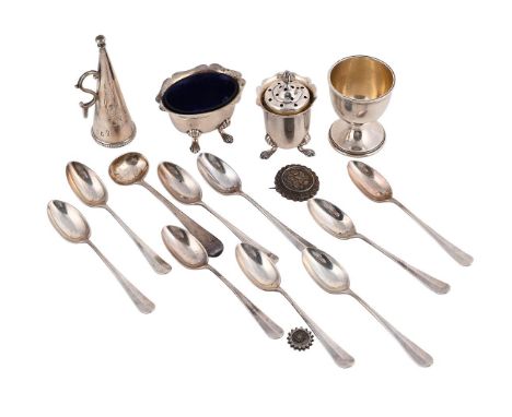 
	
		A COLLECTION OF SMALL SILVER ITEMS
		To include: nine Hanoverian pattern tea spoons by Harrison Brothers &amp; Howson, S