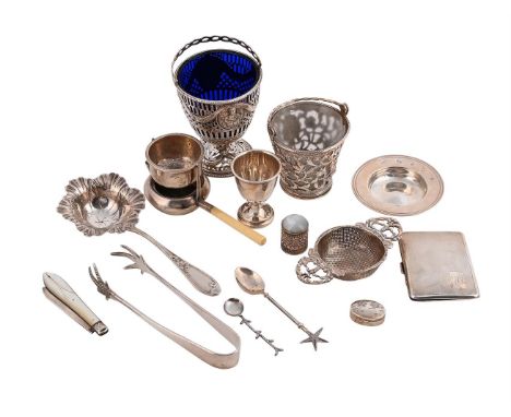
	
		Y&nbsp;A COLLECTION OF SILVER ITEMS
		To include: a George III swing handled pedestal sugar basket by Hester Bateman, Lo