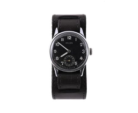 
	
		HELIOS 
		A STEEL MILITARY WRISTWATCH, NO. D 74261 H
		Movement: Cal. AS 1130, manual wind, 17 jewels
		Case: Stainless 