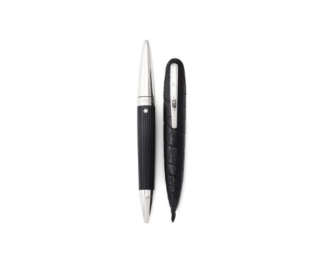 
	
		JORG HYSEK
		A DIAMOND ACCENTED MINI BALLPOINT PEN, CIRCA 2004 
		Cap and Barrel: The striated hard rubber barrel with a