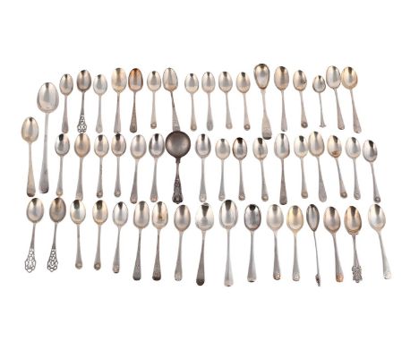 
	
		A COLLECTION OF ASSORTED SILVER SPOONS
		To include: nine Old English and shell pattern tea spoons by Cooper Brothers &a