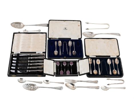 
	
		A COLLECTION OF SILVER FLATWARE
		To include: a pair of George III Scottish Old English pattern table spoons, maker&#39;