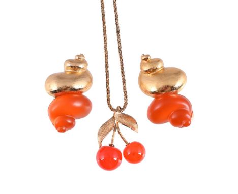 
	
		CHRISTIAN DIOR, SEA SHELL EARRINGS 
		The orange resin and gilt shells, with clip fittings verso signed Christian Dior C