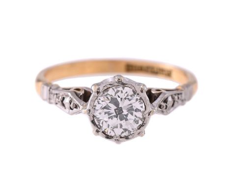 
	
		A SINGLE STONE DIAMOND RING 
		The brilliant cut diamond in a shaped collet setting, approximately 0.65 carats, to chase