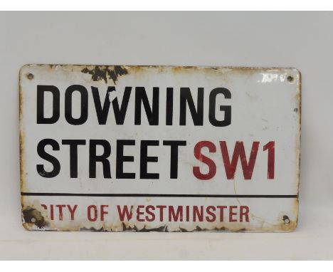 A City of Westminster 'Downing Street' enamel street sign, 15 x 9".