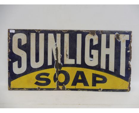 A small Sunlight Soap rectangular enamel sign by Patent Enamel, 118 x 9".