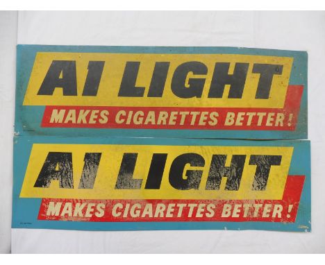 Two Ringer's A1 Light Tobacco rectangular tin advertising signs, each 26 x 8".