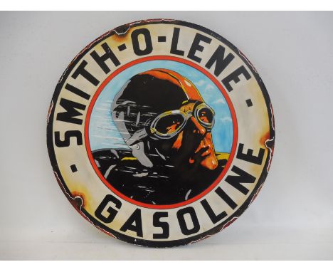 A contemporary oil on board advertising Smith-o-lene gasoline, 24" diameter.