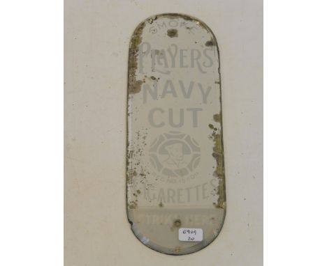 A rare Player's Navy Cut Cigarettes mirrored finger plate with central sailor image, 3 x 9".