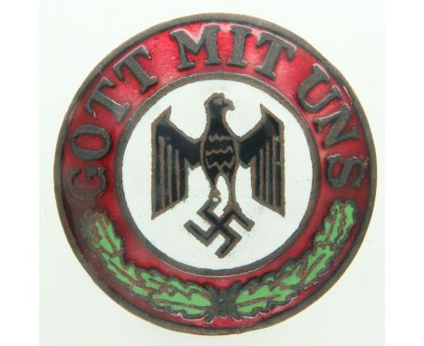 Third Reich enamelled metal buttonhole, D: 40 mm. UK P&amp;P Group 1 (£16+VAT for the first lot and £2+VAT for subsequent lot