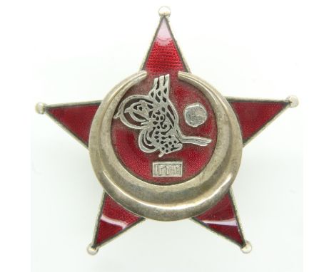 WWI Ottoman (Turkish) Officers War Medal “The Gallipoli Star”. Nice private purchase screw back version with deep coloured en