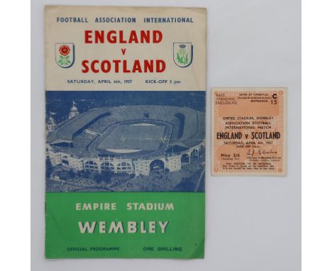 England v Scotland football programme and ticket, 6th April 1957. UK P&amp;P Group 1 (£16+VAT for the first lot and £2+VAT fo