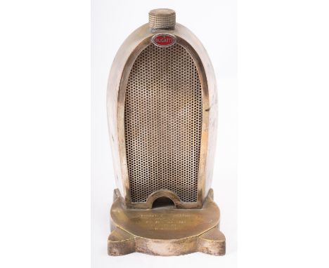 A BUGATTI OWNER'S CLUB TROPHY, silver-plated, in the form of a Bugatti radiator, stamped to base 'Bugatti Owners Club - Presc